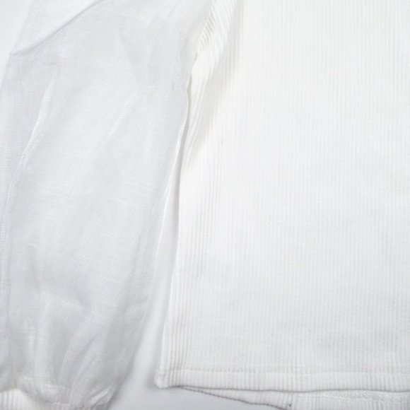 NWT Anthropologie DOLAN Left Coast Sheer-Sleeve Puff-Sleeve Top White - Small - Picture 10 of 14